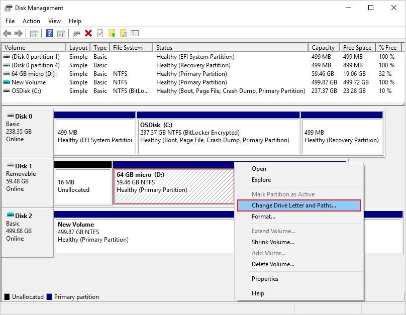 Attribuer une lettre de lecteur sous Windows