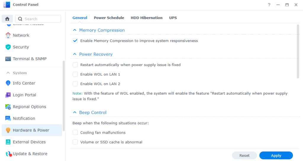 Interface DiskStation Manager Synology