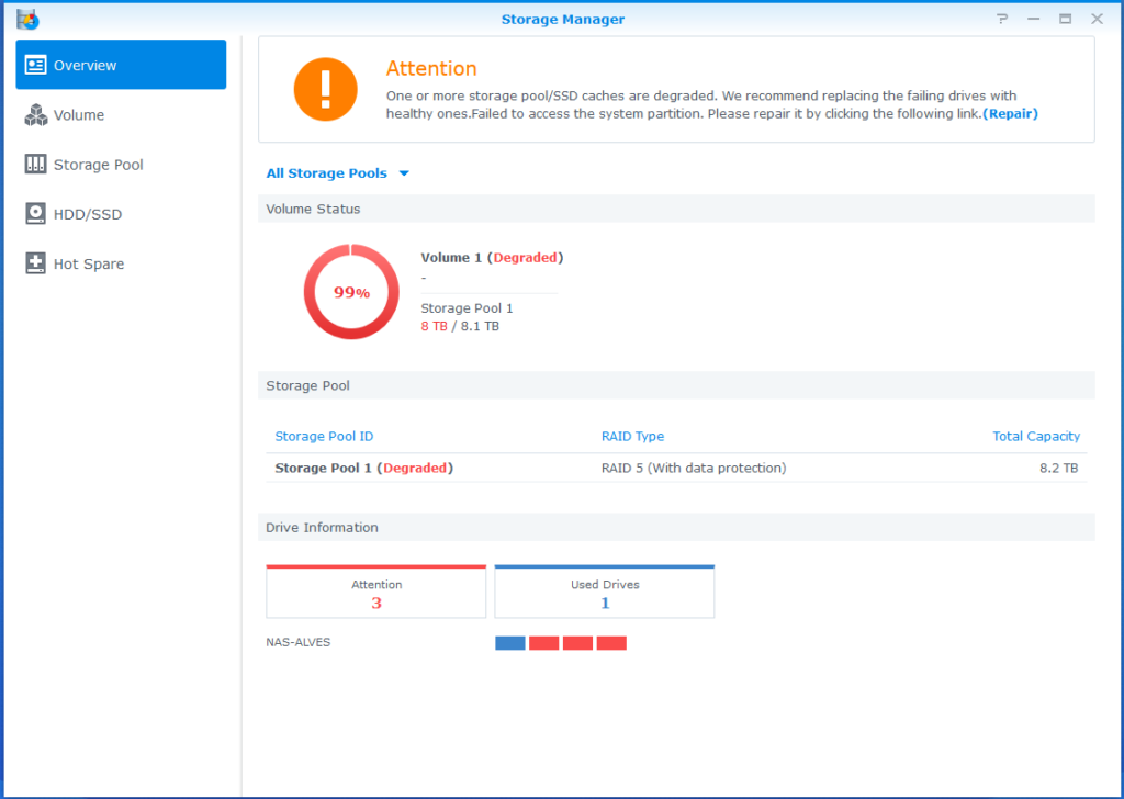 Synology Storage dégradé